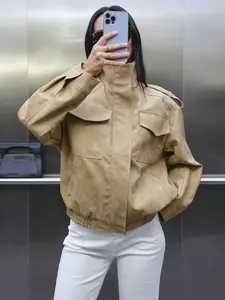 Women's Winter New Jacket Zipper Oversized Stand Collar Multiple Pockets Workwear Street Style Casual Unisex Outerwear