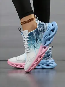 Women's Casual Sports Shoes, Athletic Running Shoes, Running Shock Absorption Sneakers, Workout Sneakers, Breathable Mesh Lightweight Air Cushion Anti-Slip Thick Sole