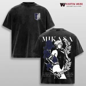 Mikasa Ackerman T Shirt – Attack On Titan Graphic Tee, Vintage Washed Oversized Streetwear