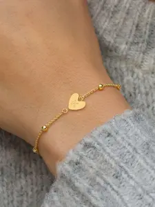 Heart Initial Bracelet, heart design bracelet, heart shaped bracelet, Stainless Steel Bead Chain Bracelet for Women, fashion bracelets, Fashion Jewelry for Party, Daily Clothing Decor, Trendy All-match & Exquisite Jewelry for Gift