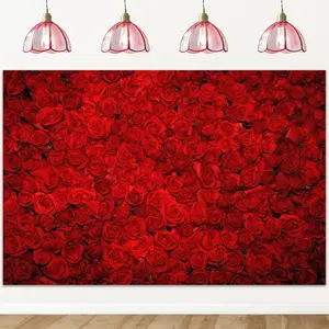 Red Rose Floral Wedding Photography Backdrop Valentine's Day Party Photo Backdrops 14 February Background Photo Booth Props Pictures (7x5ft)