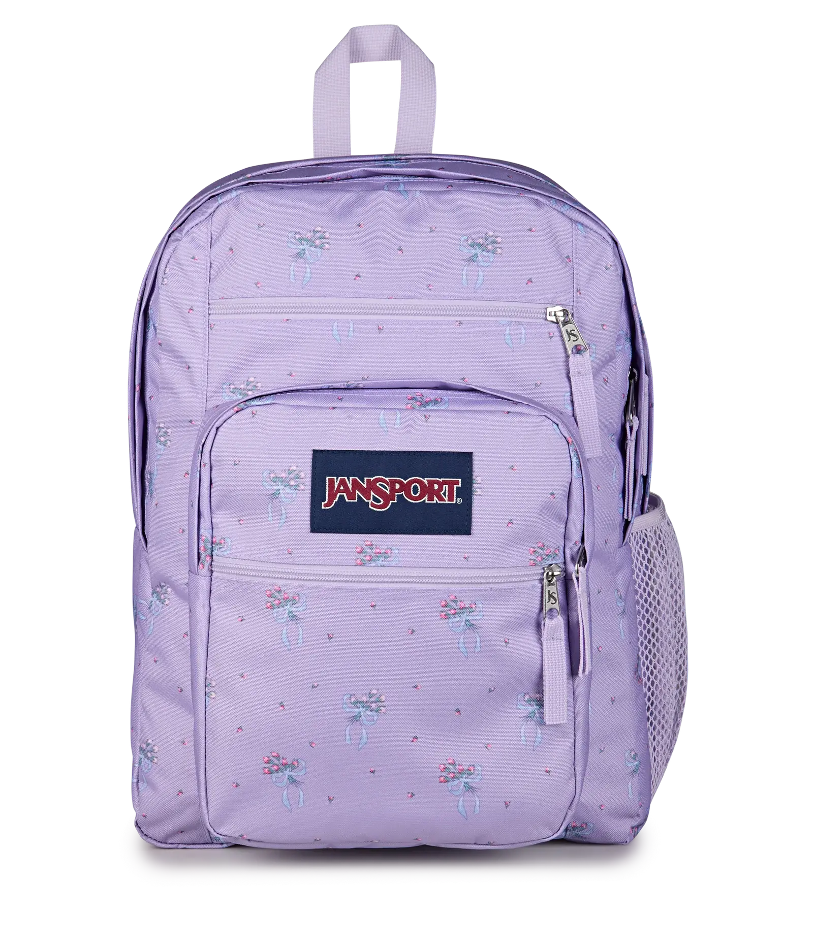Jansport Backpack - Purple with Floral Pattern, Zipper Closure, and Multiple Pockets for Organization