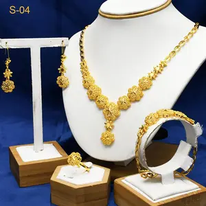ANIID Indian Bridal Jewelry Set For Women Dubai Necklace Earrings Wedding 24k Gold Color African Jwellery Bridesmaid Party Gift