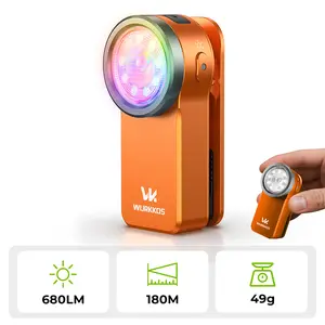 Wurkkos HD03 Rechargeable Mini Flashlights EDC Clip-on Light Bright 680 Lumens Pocket Flashlight Combines Spotlight/Floodlight/RGB Light Magnetic IPX6 Waterproof for Cycling Repairing (Orange)