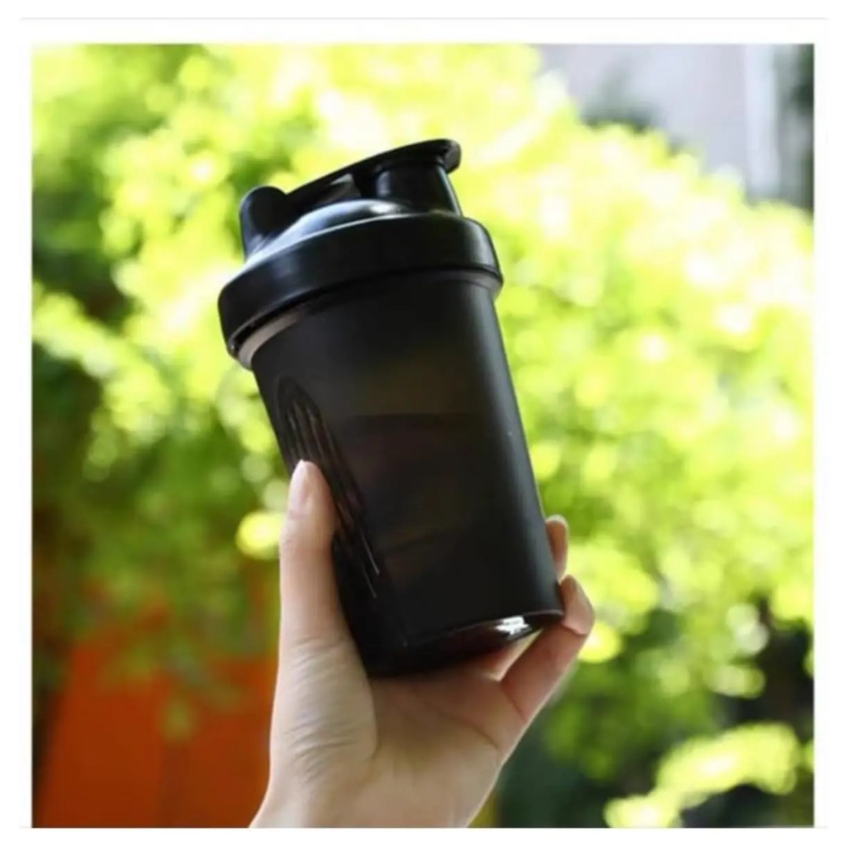 CHNLML Protein Shaker Bottle 400ML/16Oz w. Shaker Ball for Protein Shake Shaker Bottle with Mixing Ball Leak-Proof BPA-Free for Gym Workout Juice Mixer (Black/Black Body 16Oz-400ML-1Bottle)