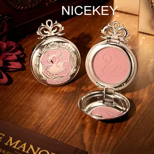 Nicekey 4.8G Milky Pink Elegant Blush - Korean Makeup Monochrome Powder Blusher, Fine Powder, Enhances Facial Contour, Brightens & Corrects Skin Tone, Low Saturation, Creates Matte Finish