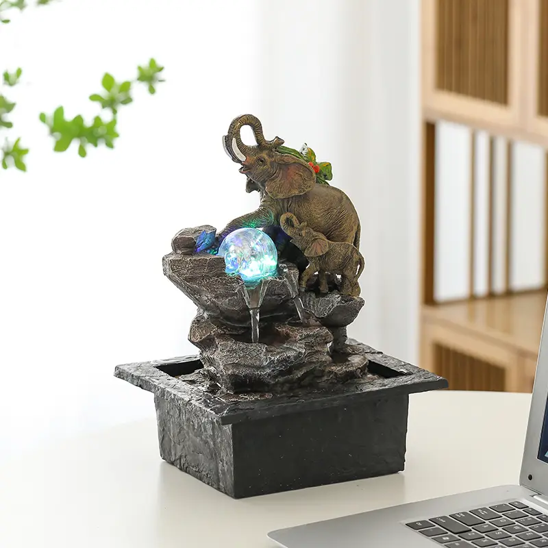 1pc resin elephant indoor desktop fountain, USB powered desktop waterfall function, used for home and office decoration, relaxing meditation - suitable for various room types - ideal for holiday gifts and Christmas decorations