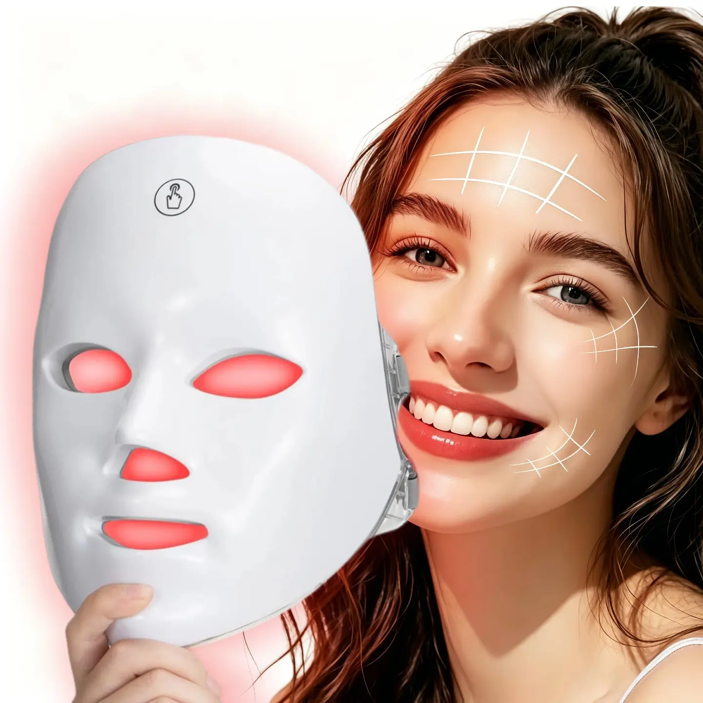 New seven-color light source red light skincare mask, providing soft light nourishment for both face and neck, rechargeable and ergonomically designed, a great skincare product for home and travel.