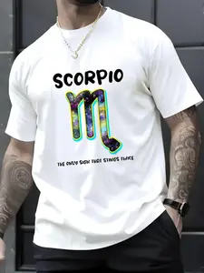 100% Cotton Unisex Horoscope Star Sign Astronomy Zodiac Sign Scorpio T-Shirt, Men's Women's Shirt Top, Short Sleeve Tops Crewneck Tshirt