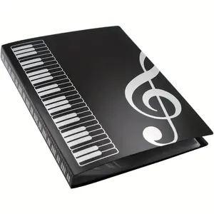 Music Sheet Folder with Clear View and 40 Pockets, A4 Music Book and Documents Holder, Guitar Songbook Organizer, Piano Score Clip, Five-Line Paper Storage, Paper Organizers