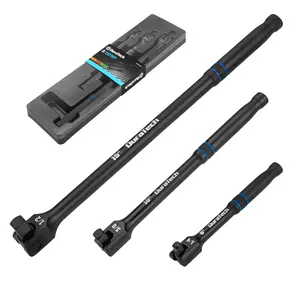 #fathersdaygift DURATECH 3PCS Breaker Bar Set, 1/4", 3/8", 1/2" Drive, 180°Rotatable Head, 6", 10”, 15" Length, Premium Chrome Alloy Made, Black