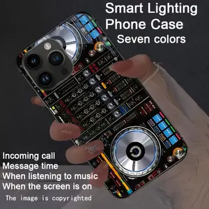 Cool DJ-inspired design, colorful intelligent sound-activated luminous phone case for iPhone 11/12/13/14/15/16/17 Pro/Pro Max/Plus series - featuring luminous technology, elegant daytime design, and enhanced nighttime visibility.