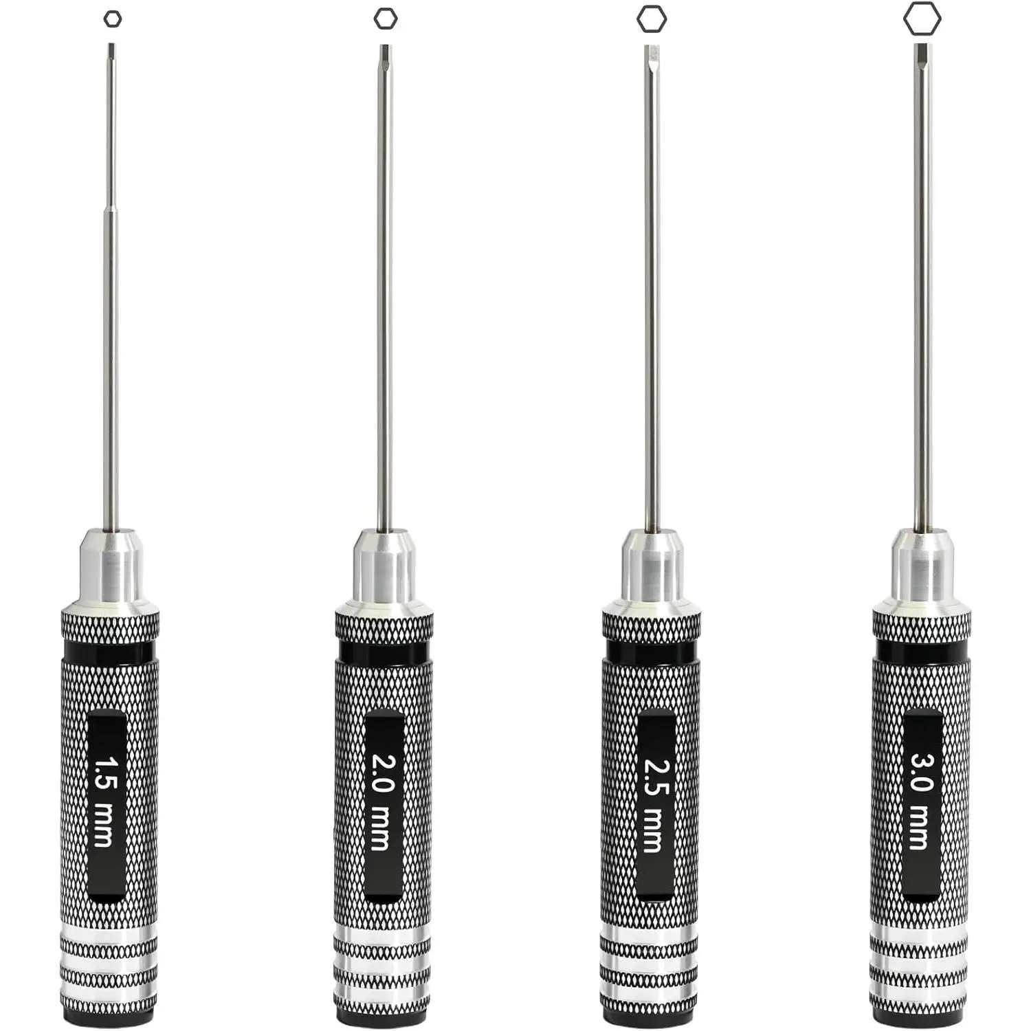 Hex Key Driver Set 1.5 2.0 2.5 3.0mm Magnetic Tip RC Screwdriver Kit with Quick-Change Allen Wrench, Alloy Steel Precision Tools RC Car Tools for Drone, Robot & Mini Crawler Maintenance