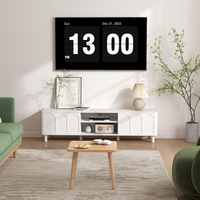 Giratree TV Stand for TVs up to 70'', Entertainment Center with Large Storage for Living Room, Media Console with Sliding Doors and Adjustable Shelves, Modern TV Cabinet for Game Consoles and Decor