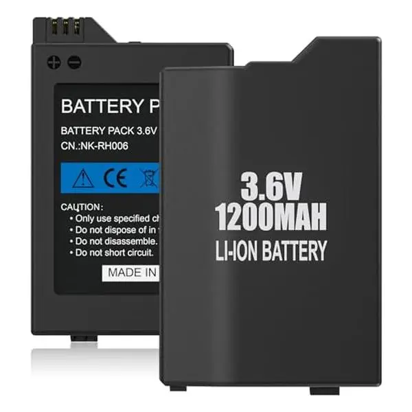 RUNTOGOL 2Pcs Rechargeable Lithium Polymer Batteries - 1200mAh Real Capacity, Direct Fit, Affordable & Eco-Friendly Gamer Replacement for PSP 2000/2001/3000/3001/Lite/Slim Gaming Consoles, All Seasons Use