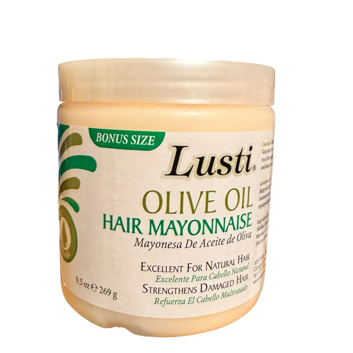 LUSTI Olive Oil-Hair Mayonnaise-Strengthen Hair Excellent For Natural Hair /Mayonesa De Aciete De Oliva Excelente Para Cabello Natural-Refureza El Cabello Maltratado-Hair Mask