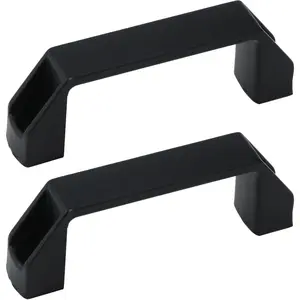 2 count Aluminium Alloy Industrial Handles Rectangular Cabinet Pulls U Shape Toolbox Handles Black Drawer Knobs for Industry  Bedroom Kitchen, with Screws (Black, 90mm/3.54" Hole Center)