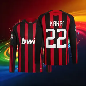 Home Kit/22# KAKA/Retro/Long Sleeve/Soccer Jersey/Fans Version/Black Red