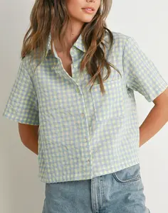 Maggie Cropped Button Up Top