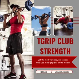 TGrip Club Strength Bar (Black)  - Multi Grip - Functional Training - Football - Swiss - Neutral
