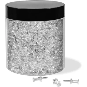 Push Pins Tacks 800 Count in Reusable Box, Standard Clear Thumb Tacks with Steel Point and Clear Plastic Head For Wall, Corkboard, Map, Calendar, Photo, Home, Office, Craft Projects