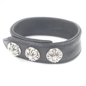 Pre-owned Chrome Hearts Sterling Silver 925 (Ag925) Small Leather Goods 3 Cross Ball Button Silver Bracelet