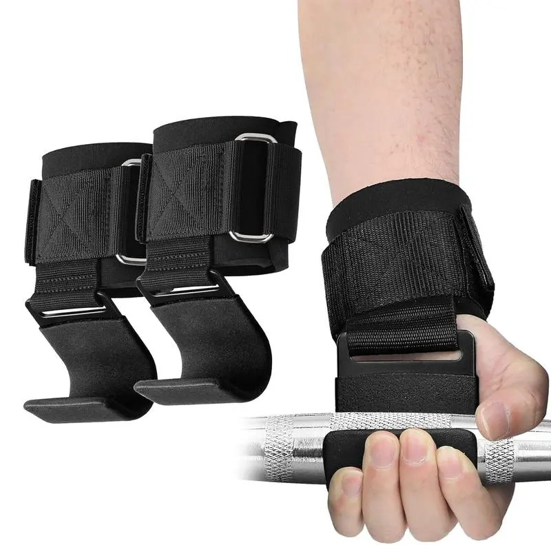 Heavy-Duty Weightlifting Hooks, Padded Gym Wrist Strap Gloves for Adults with Non-Slip Grip for Powerlifting and Deadlifts