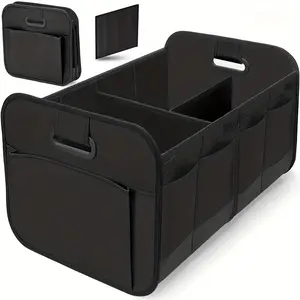 1-PC Foldable Multi-compartment Car Storage Box, 600D Oxford Fabric, Suitable for SUV, Mini Vans, Car Storage, SUV Storage Solution, Travel Storage Box, Space-Saving Organizer