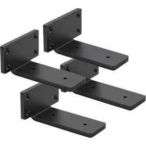 4 Pack Shelf Brackets 4 Inch Floating Shelf Bracket 1/5 inch Thick Heavy Duty Hidden Shelf Brackets Iron Metal Brackets for Shelf Support with Screw Included