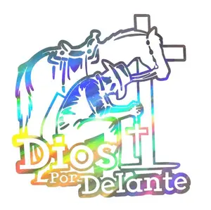 Radiant Dios Por Delante Vaquero Vinyl Decal Sticker UV & Waterproof Bumper Window Laptop Automotive Water Bottle Gift accessories – HOLO 5.2"