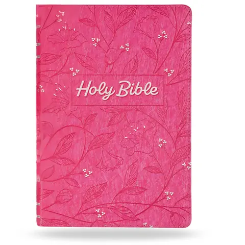 Holy Bible Gift & Collector's Edition, Cherry Pink Faux Leather Flexible Cover, Flower Design, Cross-References, Giant Print, NIV-KJV Versions, Lightweight, 8.7" x 5.7" x.9", 744 Pages, Christian Art Publishers, Friend, Mother, Special Edition