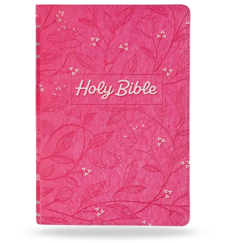 Holy Bible Gift & Collector's Edition, Cherry Pink Faux Leather Flexible Cover, Flower Design, Cross-References, Giant Print, NIV-KJV Versions, Lightweight, 8.7" x 5.7" x.9", 744 Pages, Christian Art Publishers, Friend, Mother, Special Edition