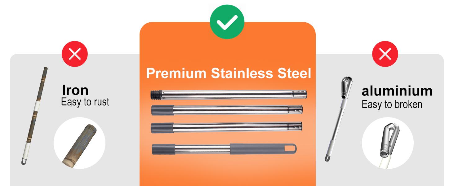 3 in 1 Floor Scrub Brush with Long Handle, Stiff Bristle Scrubber with Silicone Squeegee and Hair Removal Clip, 360° Rotating Bathroom Cleaning Brush for Tile, Grout, Shower, Tub, Glass, Wall, Kitchen and Floor Cleaning