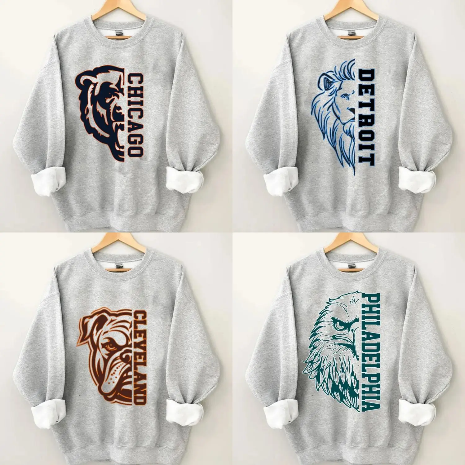 All 32 Teams Spirit Animal Football Graphic Sweatshirts All Team City Animal Sports Pullover Retro Game Day City Football Sweatshirt CaSual Game Home Town Pullover Celebrate Classic Sports Apparel Show Your Pride for Every Football City Unisex, Menswear