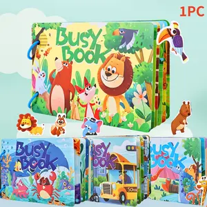 Busy Book, Children's Educational Toy, Reusable Paste Book, Doodle Books, Quiet Book, Learning Toy for Kids, Birthday Gift for Boys & Girls, Art Stickers