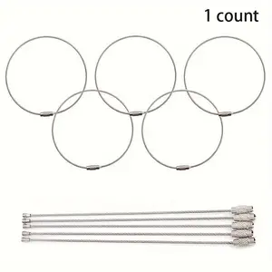 Stainless Steel Wire Rope Ring, Keychain Pendant, Steel Wire Ring, Hanging Tag Coil Ring, Outdoor Camping Hiking Accessories, Keychain Set, Keychain Lanyard, Charms, Keychain Jewelry