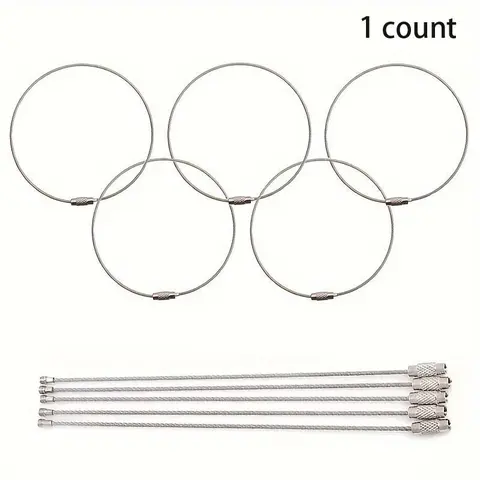 Stainless Steel Wire Rope Ring, Keychain Pendant, Steel Wire Ring, Key Rings, Hanging Tag Coil Ring, Outdoor Camping Hiking Accessories, Keychain Set, Keychain Lanyard, Charms, Keychain Jewelry, Keychain For Bags