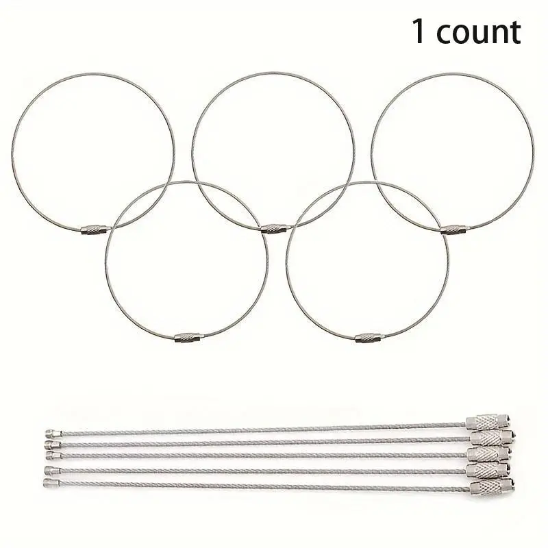 Stainless Steel Wire Rope Ring, Keychain Pendant, Steel Wire Ring, Hanging Tag Coil Ring, Outdoor Camping Hiking Accessories, Keychain Set, Keychain Lanyard, Charms, Keychain Jewelry, Keychain For Bags, Keychain Included
