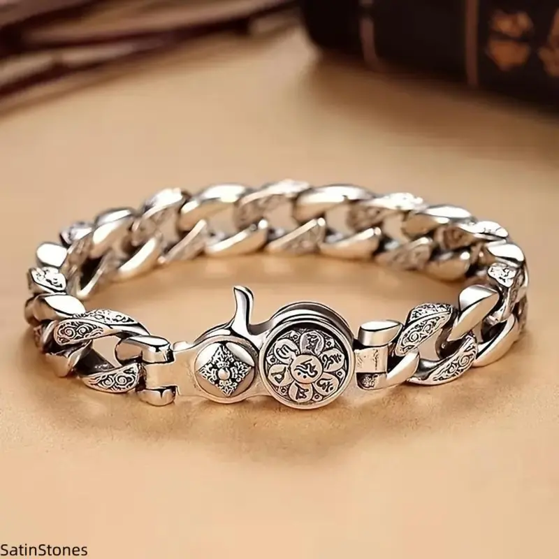 Women's S925 Silver-Plated Rotating Spinner Detailed Bracelet - Crafted with Precision, Elegant Central Flower Motif, Stackable Bangle for Adults, All-Occasions Fashion Accessory Gift for Loved Ones