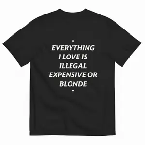 EVERYTHING I LOVE IS ILLEGAL, EXPENSIVE OR BLONDE T- SHIRT, SWEATSHIRT, HOODIE