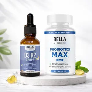 Bella All Natural Probiotics Max Day + D3 K2 Drops (Night)