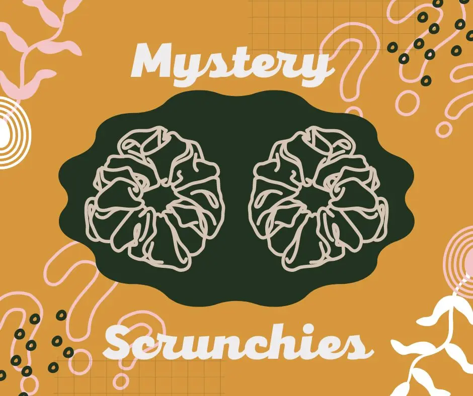 Unique Mystery Crochet Scrunchies by Lyndaisys | Pack of Two | Velvet, Cotton, and Acrylic Yarns | Handmade Boho Hair Accessories
