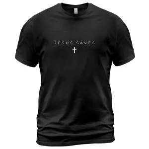 Jesus Saves Cross Subtle Christian Minimal Religious Faith T-Shirt, Unisex Graphic Tee, Classic Casual Top