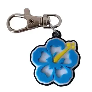 Tropical Hibiscus Flower Keychain | 3D Printed Original Design | Bag Charm | Beach Keyring