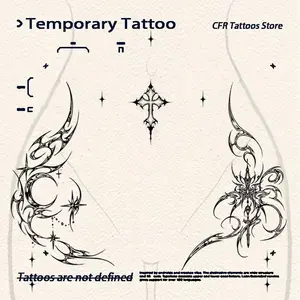 Star & Moon Pattern Temporary Tattoo Sticker, 1 Count Waterproof Temporary Tattoos Long Lasting Fake Tattoo Sticker, Body Art Sticker for Women & Girls