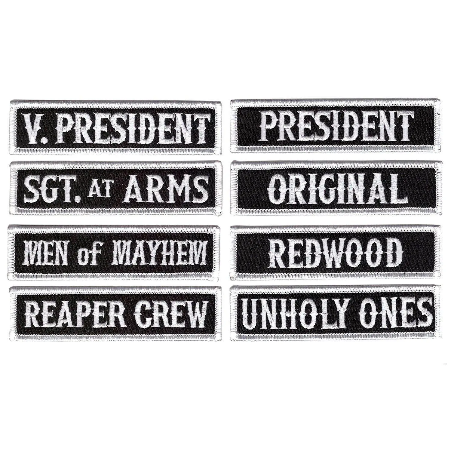 Officer Title Rank Vest Patches MC Patch (iron on sew on 8pc)