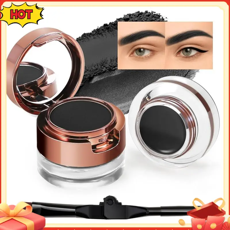 Cream Eyebrow Duo Kit, Brow Powder and Eyeliner Gel, Eye Brow Pomade Waterproof Highly Pigmented, Filler Thicker Brows, with Dual Head Brush Makeup Matte Silky Cosmetic 03#