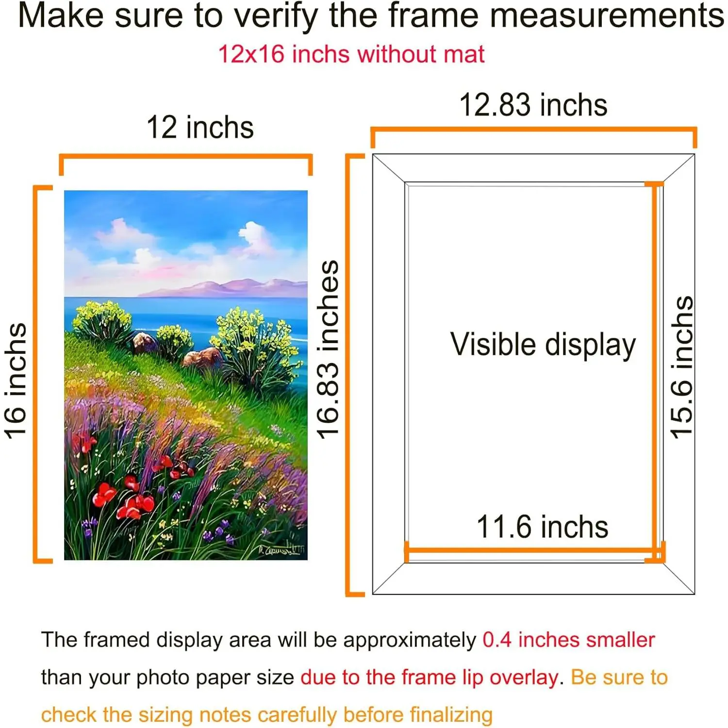 BESCRCL 12x16 Frame Wall Hanging Picture Frames, Black, 1 Pack