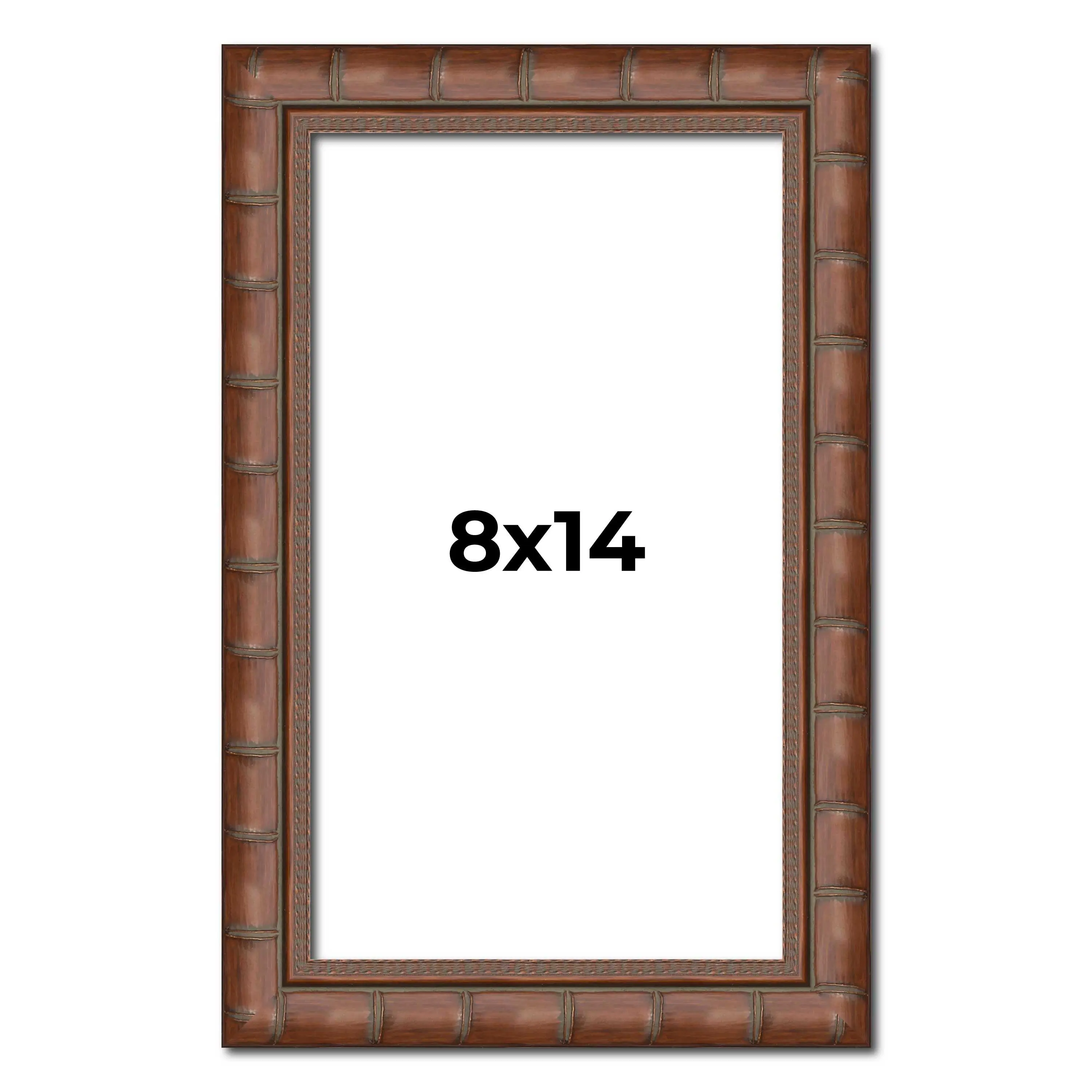 8x14 Brown Modern Bamboo Picture Frame - UV Acrylic, Foam Board Backing, Hanging Hardware