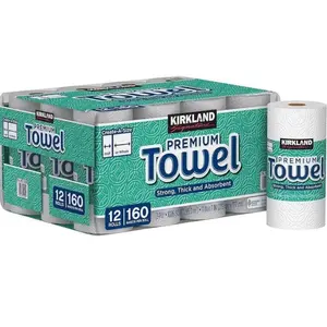 Kirk-land Signature Premium Paper Towels, Strong Thick and Absorbent Bulk Paper Towels 12 Rolls, 160 Sheets Per Roll 2-Ply Kitchen Wipes